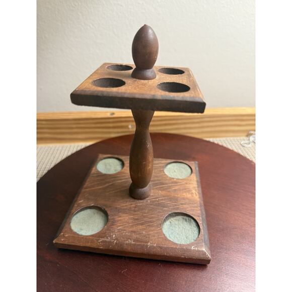 VINTAGE Made In Japan Wooden 4 Pipe Holder (Madison International LTD; NY, NY) - Picture 2 of 9
